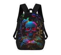 sinyumoney Neon Skull Backpack Kids School Backpack School Bag 3D Printed Fashion School Bag for Boys Elementary And Middle School Student 17inch