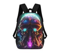 sinyumoney Neon Skull Digital Art School Backpack for Girls Backpack Water Repellent Casual Daypack Lightweight Rucksack Boy Girl School Backpack 17inch