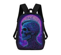 sinyumoney Neon Skull Forest Art Print Children's Backpack, Schoolbag Large Capacity Students Bookbag Rucksack Knapsack for Boys Girls Adults Teen 17inch
