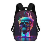 sinyumoney Neon Skull Meltdown Backpack School Water Resistant Travel Backpack Computer Bag for School/Work/Travel 17inch