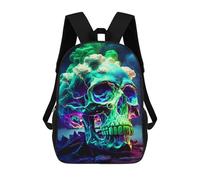 sinyumoney Neon Skull with Clouds Rucksack Rucksack Casual Daypacks School Work Travel Bag for Camping Outdoor Adventures And Daily Travel 17inch