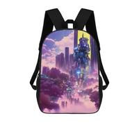sinyumoney Neon Sky Cityscape -1 Backpacks Kids School Backpack School Bag 3D Printed School Bag for Boys Elementary And Middle School Students 17inch