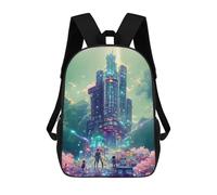 sinyumoney Neon Skyscraper Dreamscape -1 Kids Backpack,School Backpack Kids School Bag 3D Printed Cartoon Large Capacity Backpack for Kids Boys And Girls 17inch
