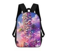 sinyumoney Neon Skyscraper Dreamscape -2 Backpack School Backpack Kids School Bag Large Capacity Kids Backpack for School Rucksack 3D Book Bag Gifts for Kids 17inch