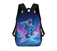 sinyumoney Neon Snowboarder Adventure-1 Backpacks Kids School Backpack School Bag 3D Printed School Bag for Boys Elementary And Middle School Students 17inch