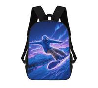 sinyumoney Neon Snowboarder Aurora Night -1 Backpack, Children's Backpack, Student School Bag Bookbag Rucksack, 3D Printed School Bag for Boys Girls 17inch