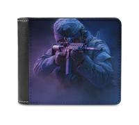 sinyumoney Neon Soldier Awaits 3D Print Clutch Purse ID Window Coin Banknote Compartments Slim Elegant Wallets for Boys Girls 11.7cm*9.5cm