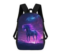 sinyumoney Neon Space Cute Horse Backpack School Bag Large Water Resistant Laptop Backpack for School/Work/Travel 17inch