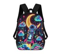 sinyumoney NEON SPACE Kids' Book Bag 3D Printing School Bag Boys And Girls Cool Knapsack Casual Back Bag for School Students 17inch