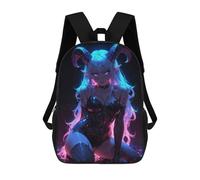 sinyumoney Neon Succubus Backpack Kids School Bag Boys Cartoon 3D Print Students Schoolbag Laptop Daypack for Boys Girls 17inch