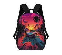 sinyumoney Neon Sunset Drive -1 School Bag 3D Printed 17inch Backpacks Fashion Kids School Backpack Rucksacks for Boys Elementary And Middle School Students