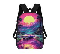 sinyumoney Neon Sunset Drive School Bags School Secondary High School College Backpack Travel for Boys/Girls/Teenagers 17inch