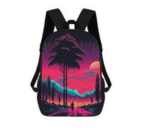 sinyumoney Neon Sunset Journey -1 Kids School Backpack 3D Printed Fashion School Bag Casual School Bag for Boys Elementary And Middle School Students 17inch