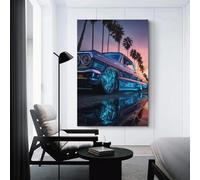sinyumoney Neon Sunset Lowrider Reflections Art Work for Home Walls Wall Decor Ready to Hang for Bathroom Toilet Decor Living Wall 16x24inch(40x60cm)
