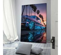 sinyumoney Neon Sunset Lowrider Reflections Canvas Painting Wall Art For Home Modern Decoration Large Abstract Canvas Wall Art 08x12inch(20x30cm)