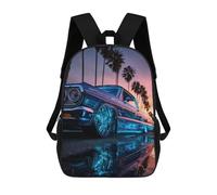 sinyumoney Neon Sunset Lowrider Reflections Children's School Backpack Fashion Casual 17inch 3D Printed School Bags Boy School Backpack Large Backpack