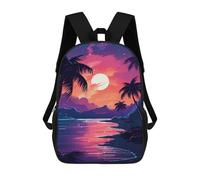 sinyumoney Neon Sunset Palm Beach -1 Children's Backpacks School Backpack 3D Printed for Kids Travel Rucksacks Book Bags Kids 17inch School Bag