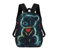 sinyumoney Neon Teddy Bear Backpack School Bag Secondary Causal Travel High School Bags for Boys/Girls/Teenagers 17inch