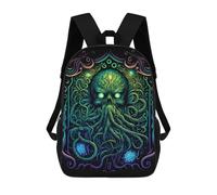 sinyumoney Neon Tentacle Portrait Kids School Backpack 3D Printed Backpacks Fashion School Bag Rucksacks for Boys Elementary And Middle School Students 17inch