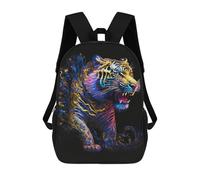 sinyumoney Neon Tiger Art Print-1 School Backpack 3D Printed Children's 17inch Backpacks Bag Bookbag for Kids Boy Girl Book Bags Kids School Bag Travel Rucksacks