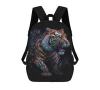 sinyumoney Neon Tiger Art Print School Backpack Fashion Stationery Backpack Waterproof Casual Daypacks for Camping Outdoor Adventures And Daily Travel 17inch