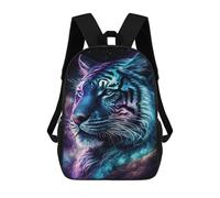 sinyumoney Neon Tiger Galaxy Art Print Rucksack Rucksack Casual Daypacks School Work Travel Bag for Men, Women & Teenage Boys 17inch