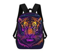 sinyumoney Neon Tiger Headphones Art Print -1 School Backpack Secondary Causal Travel High School Bags for Camping Outdoor Adventures And Daily Travel 17inch