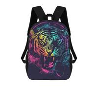 sinyumoney Neon Tiger Headphones Art Print -2 School Backpack Lightweight Schoolbag Dayback Bookbag College for Camping Outdoor Adventures And Daily Travel 17inch