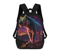 sinyumoney Neon Tiger Majesty -2 Children's Backpacks School Backpack 3D Printed Backpack for Kids Travel Rucksacks Book Bags Kids School Bag 17inch