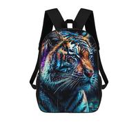 sinyumoney Neon Tiger Portrait -3 Children's School Backpack 3D Printed for Kids Travel Rucksacks Book Bags for Boys Elementary School Students 17inch