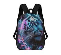 sinyumoney Neon Tiger Portrait-8 3D Printed Children's School Backpack for Kids High Capacity Travel Rucksacks Book Bags Kids School Bag Back Pack 17inch