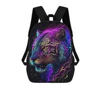sinyumoney Neon Tiger Portrait Kids Backpack, Backpack School Bag, Backpacks Kids School 3D Printed School Bags for Elementary And Middle School Students Teens Birthday Gift 17inch