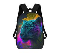 sinyumoney Neon Tiger Portrait Kids Backpacks,3D Personalized School Bookbags for Boys Girls Large Schoolbags Casual Daypack 17inch