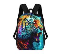 sinyumoney Neon Tiger Roar -1 School Bag Backpack Teen Schoolbag 3D Printing Adjustable Schoolbag Fashion Pocket Bag for Kids Boys Girls Students And Teenagers Fans 17inch
