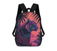 sinyumoney Neon Tiger Sunset Kids Backpack, Backpack School Bag, Backpacks Kids School 3D Printed School Bags for Elementary And Middle School Students Teens Birthday Gift 17inch