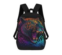 sinyumoney Neon Tiger Wall Art Print 17inch School Bag 3D Printed Children's School Backpack Casual Fashion Travel Backpacks for Kids School Students