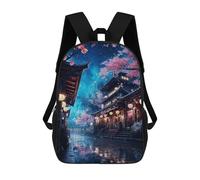 sinyumoney Neon Tokyo Sakura Nights School Backpack Fashion Stationery Backpack Waterproof Casual Daypacks for Teenage Girls Boys Women Men 17inch