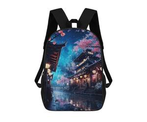 sinyumoney Neon Tokyo Sakura Nights School Backpack Fashion Stationery Backpack Waterproof Casual Daypacks for Teenage Girls Boys Women Men 17inch
