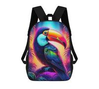 sinyumoney Neon Toucan Rucksacks 3D Printed Children Backpacks Fashion Casual Daypack Cute Travel Bags Outdoor Casual Daypack for Boy And Girl 17inch