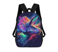 sinyumoney Neon Triceratops Backpacks Kids School Backpack School Bag 3D Printed School Bag for Boys Elementary And Middle School Students 17inch