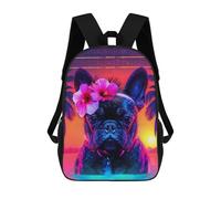 sinyumoney Neon Tropical Bulldog Backpack School Work Business College School for Men, Women & Teenage Boys 17inch