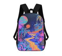 sinyumoney Neon Tropical Night Scene School Bag 3D Printed Children's School Backpack Casual Fashion Travel Backpacks for Kids School Students 17inch