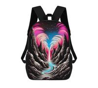 sinyumoney Neon Valley with Luminous Stream Kids School Backpack 3D Printed Fashion School Bag Casual School Bag for Boys Elementary And Middle School Students 17inch
