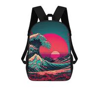 sinyumoney Neon Wave Sunset -2 School Backpack Computer Rucksack for School/Work/Travel for School/Work/Travel 17inch