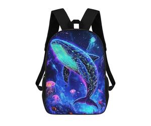 sinyumoney Neon Whale Deep Sea Children's Backpacks School 3D Printed Bag Bookbag for Kids Travel Rucksacks Boy Girl Book Bags Kids School Bag 17inch