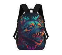 sinyumoney Neon Wolf Art Print Children's Backpacks 17inch School Backpack 3D Printed Bag Bookbag for Kids Travel Rucksacks Boy Girl Book Bags Kids School Bag