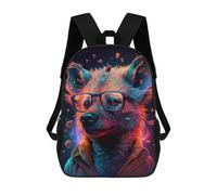 sinyumoney Neon Wolf Glasses Fashion Backpack School Bag Daypacks Business Backpack Water Resistant Bookbag for Girls Boys Teenage 17inch
