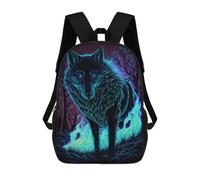 sinyumoney Neon Wolf in Forest -1 Kids Children School Backpack 17 Inch Bookbags Casual Travel Rucksack Boys Girls Large Capacity Daypack 17inch