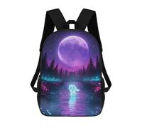 sinyumoney Neon Wolf in Moonlight Stream Rucksack Lightweight Airport College Students Back Pack for Girls Boys Teenage 17inch