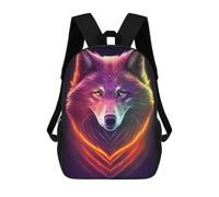 sinyumoney Neon Wolf Portrait -2 School Bag Backpack Teen Schoolbag 3D Printing Adjustable Schoolbag Fashion Pocket Bag for Kids Boys Girls Students And Teenagers Fans 17inch